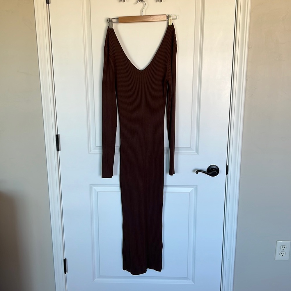 NWT Vitality Bodycon Brown Sweater Dress.